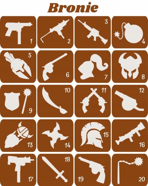 BRONIE- szablony do tatuaży brokatowych