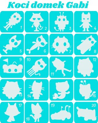 KOCI DOMEK GABI - szablony do tatuaży brokatowych
