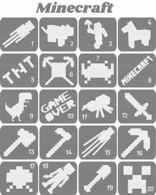 MINECRAFT- szablony do tatuaży brokatowych
