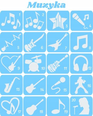 MUZYKA- szablony do tatuaży brokatowych