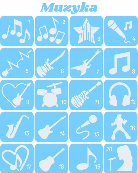 MUZYKA- szablony do tatuaży brokatowych