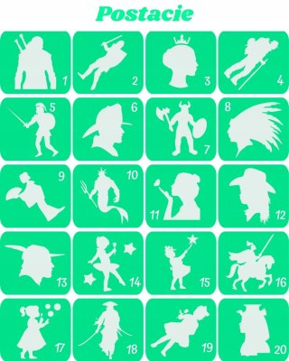 POSTACIE- szablony do tatuaży brokatowych