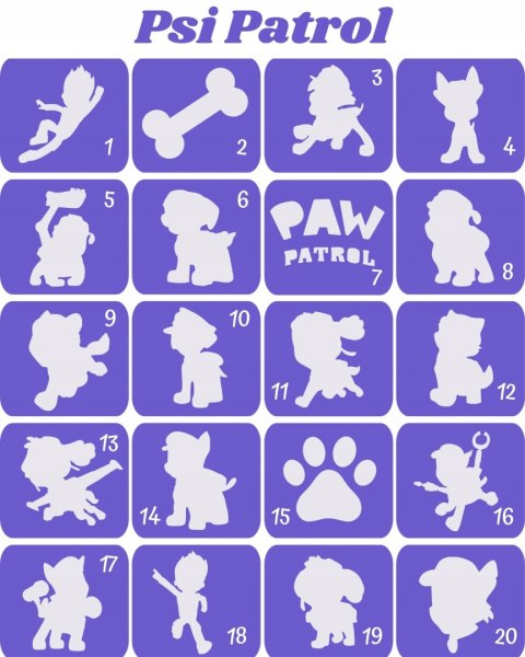 PSI PATROL- szablony do tatuaży brokatowych