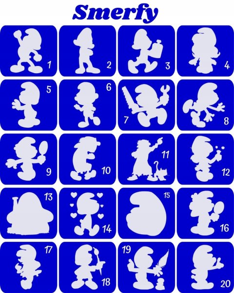 SMERFY- szablony do tatuaży brokatowych