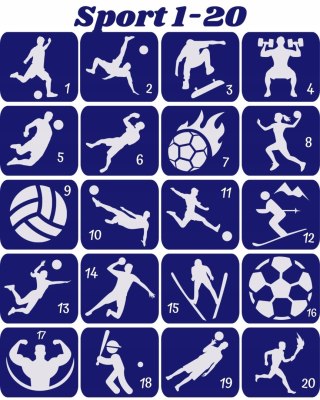 SPORT 1-20- szablony do tatuaży brokatowych