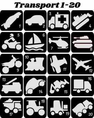 TRANSPORT 1-20- szablony do tatuaży brokatowych