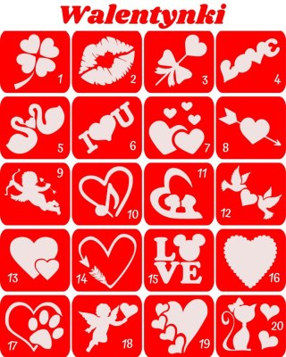 WALENTYNKI- szablony do tatuazy brokatowych