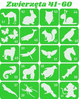 ZWIERZĘTA 41-60- szablony do tatuazy brokatowych