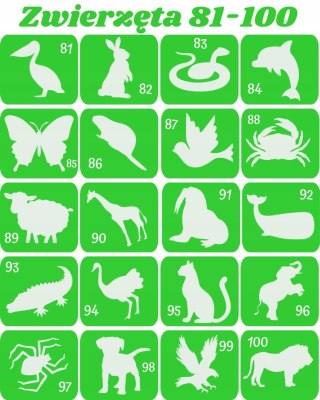 ZWIERZĘTA 81-100- szablony do tatuaży brokatowych
