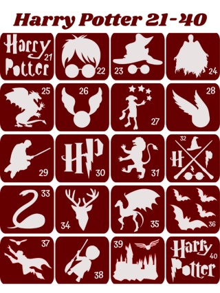 HARRY POTTER 21-40 - szablony do tatuaży brokatowych
