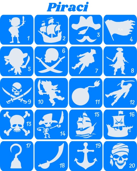 PIRACI- szablony do tatuaży brokatowych