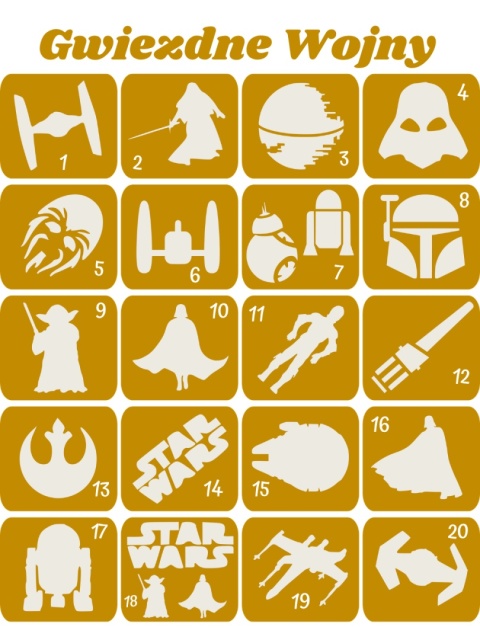 STAR WARS / GWIEZDNE WOJNY- szablony do tatuaży brokatowych