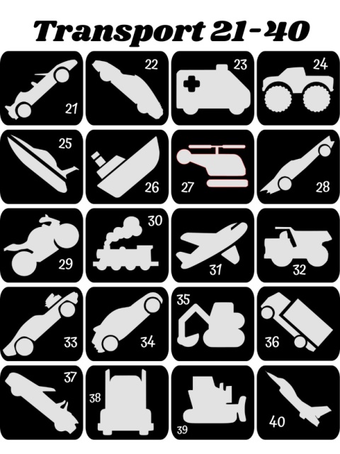 TRANSPORT 21-40- szablony do tatuaży brokatowych